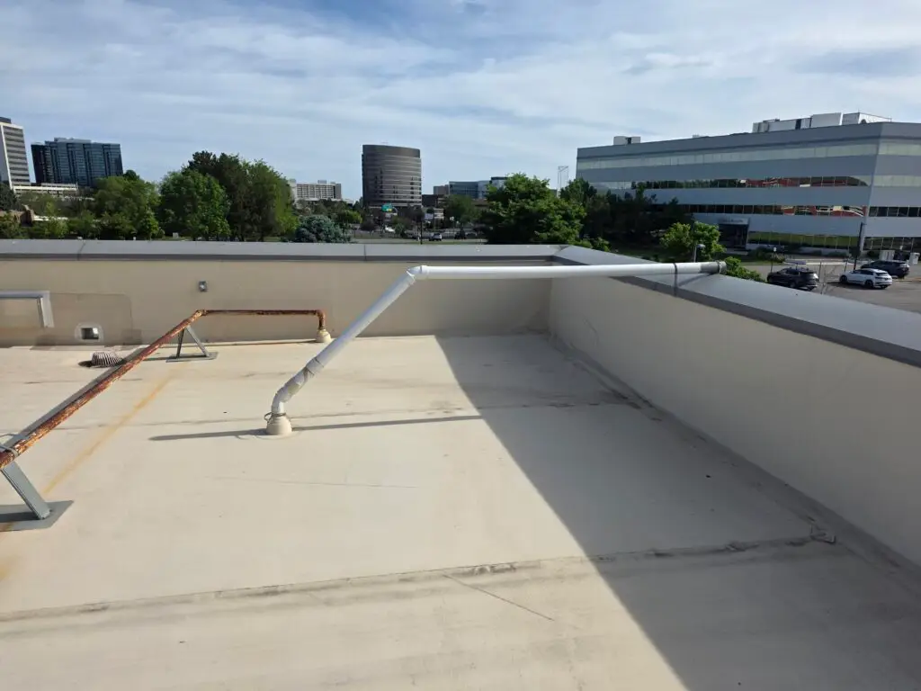 improper sewer vent on commercial roof