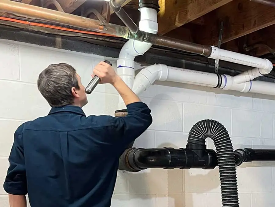 Plumbing smoke testing at a home